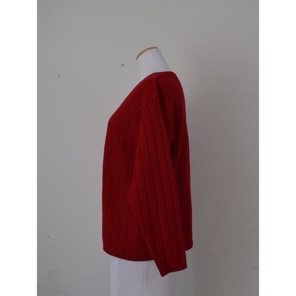 Vintage 00s Red Wool boxy Sweater | size M - Picture 2 of 10